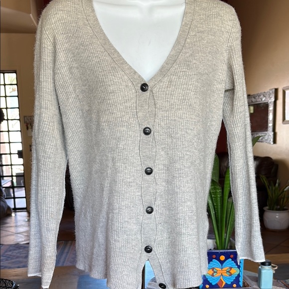 rag & bone Grey Cardigan Cashmere Sweater V-Neck - Picture 2 of 4